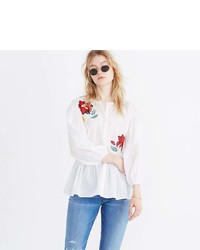 Madewell Embroidered Babydoll Button Down Shirt
