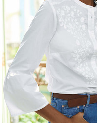 Boden Embroidered Bell Sleeve Shirt