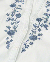 Abercrombie & Fitch Embroidered Tie Sleeve Shirt
