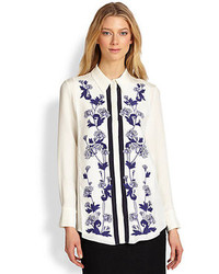 Mother of Pearl Keres Silk Embroidered Shirt