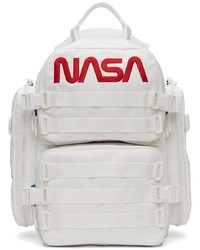 White Embroidered Canvas Backpack