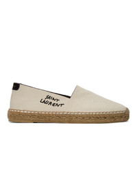 White Embroidered Canvas Espadrilles