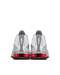 Nike White And Silver Shox R4 Sneakers