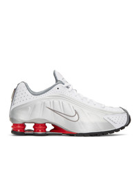 Nike White And Silver Shox R4 Sneakers