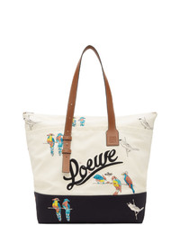 White Embroidered Canvas Tote Bag