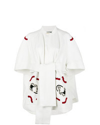 White Embroidered Cape Coat