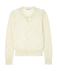 Comme Des Garcons Comme Des Garcons Tulle Embroidered Wool Cardigan