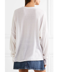 The Elder Statesman Embroidered Cashmere And Silk Blend Sweater Off White