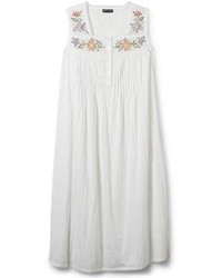 Loungees Embroidered Sleeveless Linen Lounge Dress