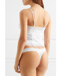 Hanky Panky Eyelet Broderie Anglaise Trimmed Embroidered Chiffon Camisole White