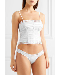 Hanky Panky Eyelet Broderie Anglaise Trimmed Embroidered Chiffon Camisole White