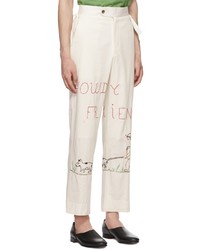 Bode Off White Howdy Friends Trousers