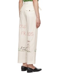 Bode Off White Howdy Friends Trousers