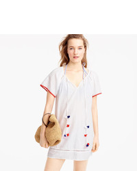 J.Crew Embroidered Linen Cotton Pom Pom Cover Up