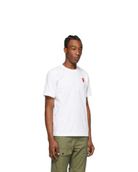 Comme Des Garcons Play White Long Heart Patch T Shirt