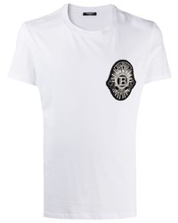Balmain Beaded Embroidered Logo T Shirt
