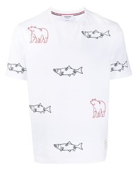 Thom Browne Embroidered Bear Fish T Shirt