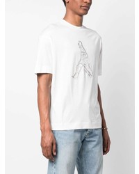 Emporio Armani Embroidered Graphic Cotton T Shirt