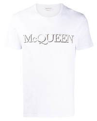 Alexander McQueen Embroidered Logo Cotton T Shirt