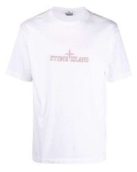 Stone Island Embroidered Logo Cotton T Shirt