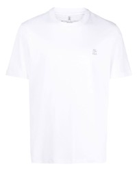 Brunello Cucinelli Embroidered Logo Cotton T Shirt
