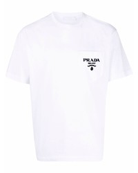 Prada Embroidered Logo Pocket Cotton T Shirt