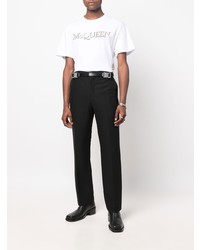 Alexander McQueen Embroidered Logo Short Sleeve T Shirt