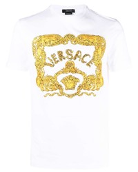 Versace Embroidered Seashell Baroque Logo T Shirt
