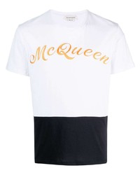Alexander McQueen Logo Embroidered Colour Block T Shirt