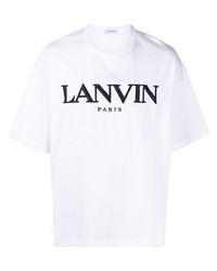 Lanvin Logo Embroidered Cotton T Shirt