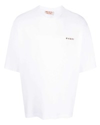 Marni Logo Embroidered Cotton T Shirt