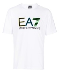 Ea7 Emporio Armani Logo Embroidered Cotton T Shirt