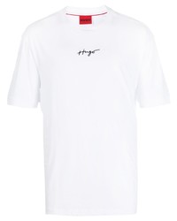 Hugo Logo Embroidered Cotton T Shirt