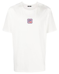 Balmain Logo Embroidered Cotton T Shirt