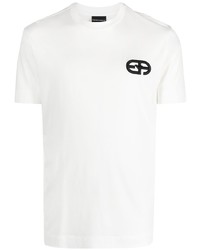 Emporio Armani Logo Embroidered Cotton T Shirt