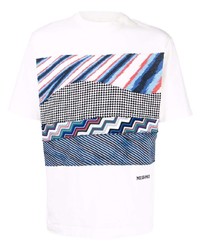 Missoni Logo Embroidered Knit Panelled T Shirt