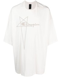 Rick Owens X Champion Logo Embroidered Organic Cotton T Shirt