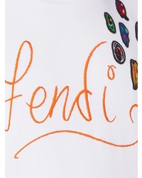 Fendi Logo Embroidered T Shirt