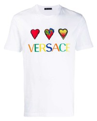 Versace Logo Heart Embroidered T Shirt