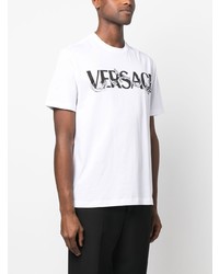 Versace Logo Lettering Baroque Embroidery T Shirt