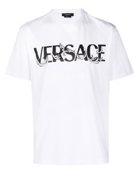 Versace Logo Lettering Baroque Embroidery T Shirt