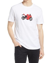 French Connection Pixel Motorbike Embroidered T Shirt