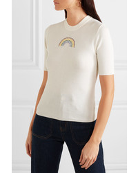 Staud Public Embroidered Ribbed Cotton T Shirt