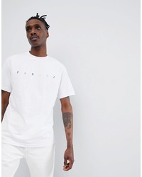 Parlez T Shirt With Embroidered Multi Colour Chest Logo In White
