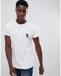 New Look T Shirt With Rose Embroidery In White