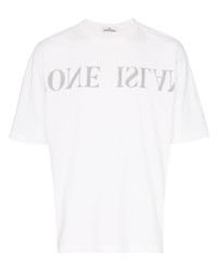 Stone Island Upside Down Logo Embroidered Cotton T Shirt