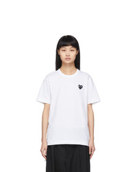 Comme Des Garcons Play White And Black Fit Heart T Shirt