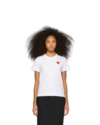 Comme Des Garcons Play White And Red Heart Patch T Shirt