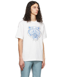 Kenzo White Blue The Year Of The Tiger Embroidered Tiger T Shirt