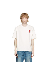 AMI Alexandre Mattiussi White Embroidered Ami De Coeur T Shirt